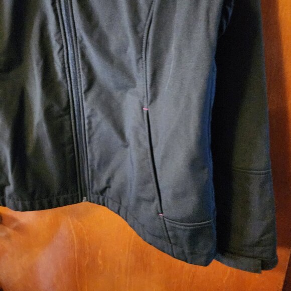 Women's Large FreeTech Black w/ Pink Accents Full Zip Hooded Jacket - Picture 4 of 10